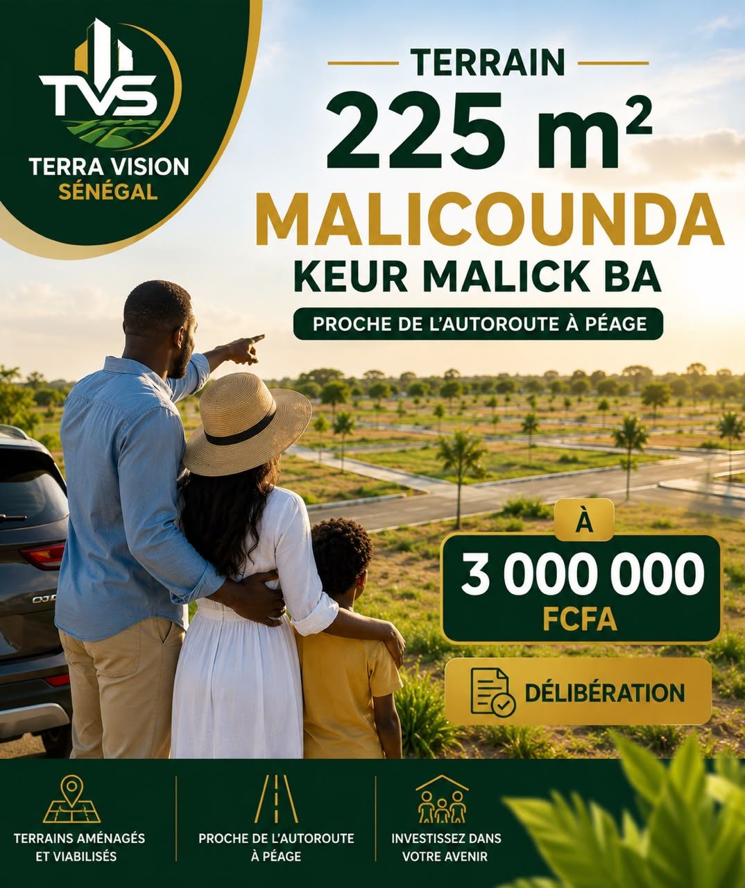Terrain de 225 m² à Keur Malick Ba, Malicounda, proche de l'autoroute à péage
