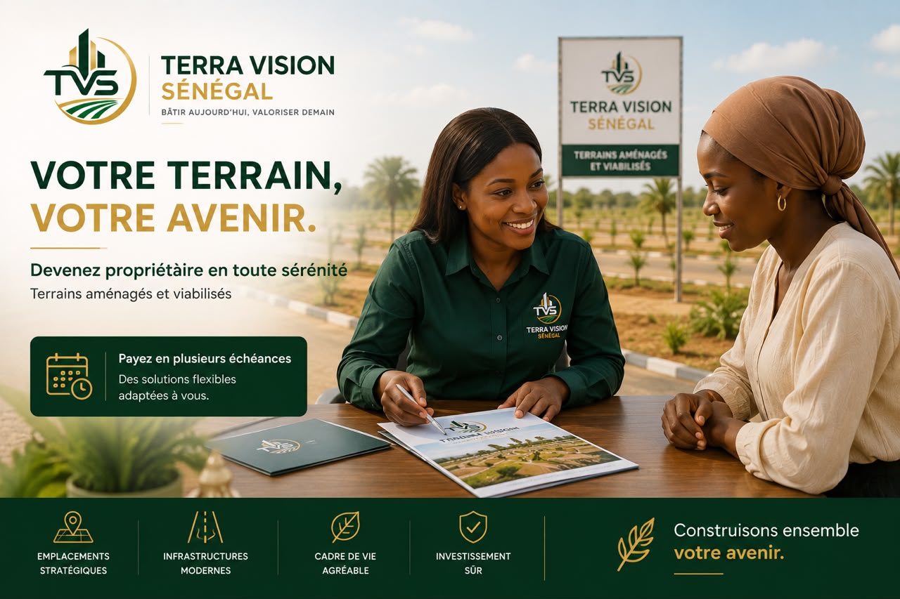 Conseillère Terra Vision Sénégal accompagnant une cliente pour l'achat de son terrain
